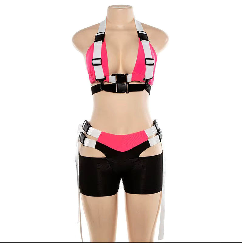 Neon Buckle Two Piece Shorts Set