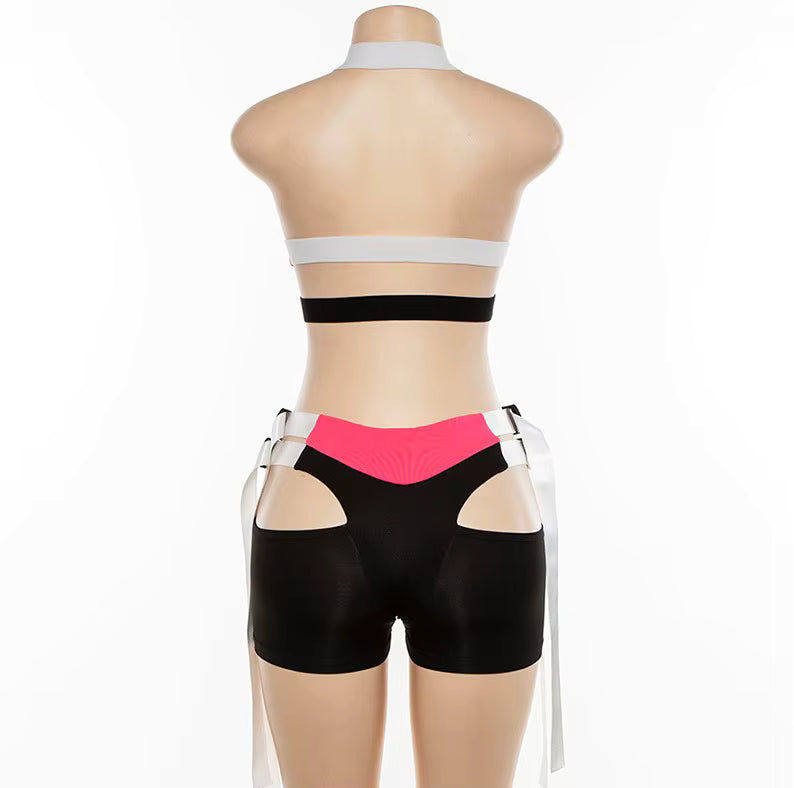 Neon Buckle Two Piece Shorts Set