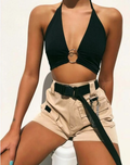 Black Ring Halter Top