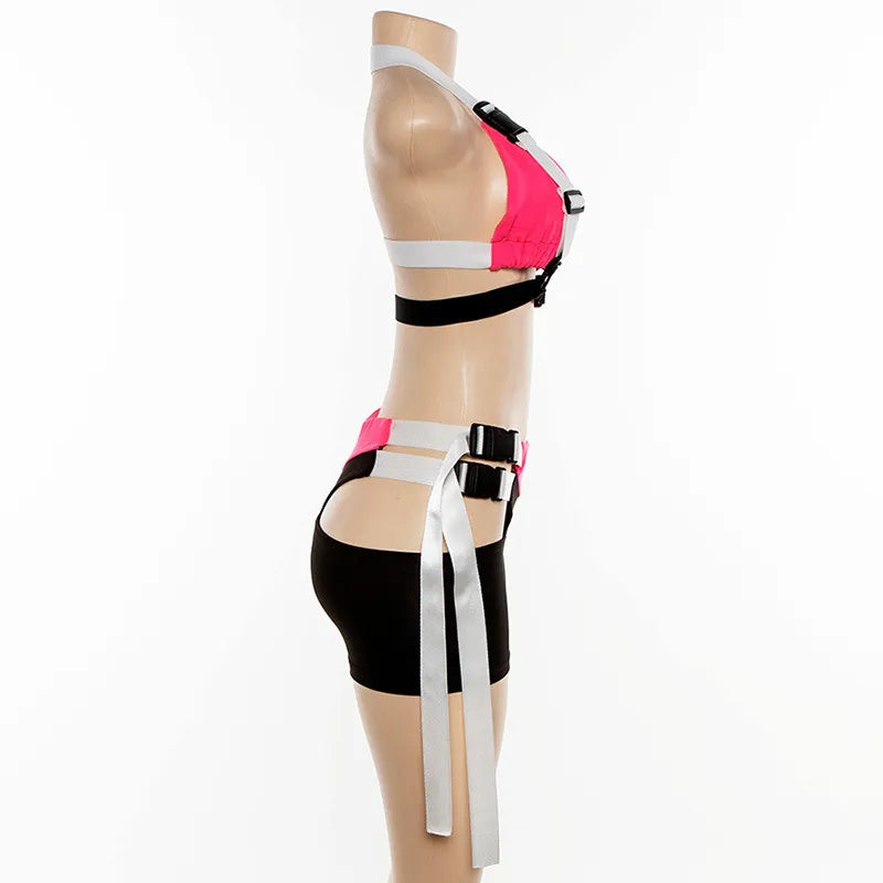 Neon Buckle Two Piece Shorts Set